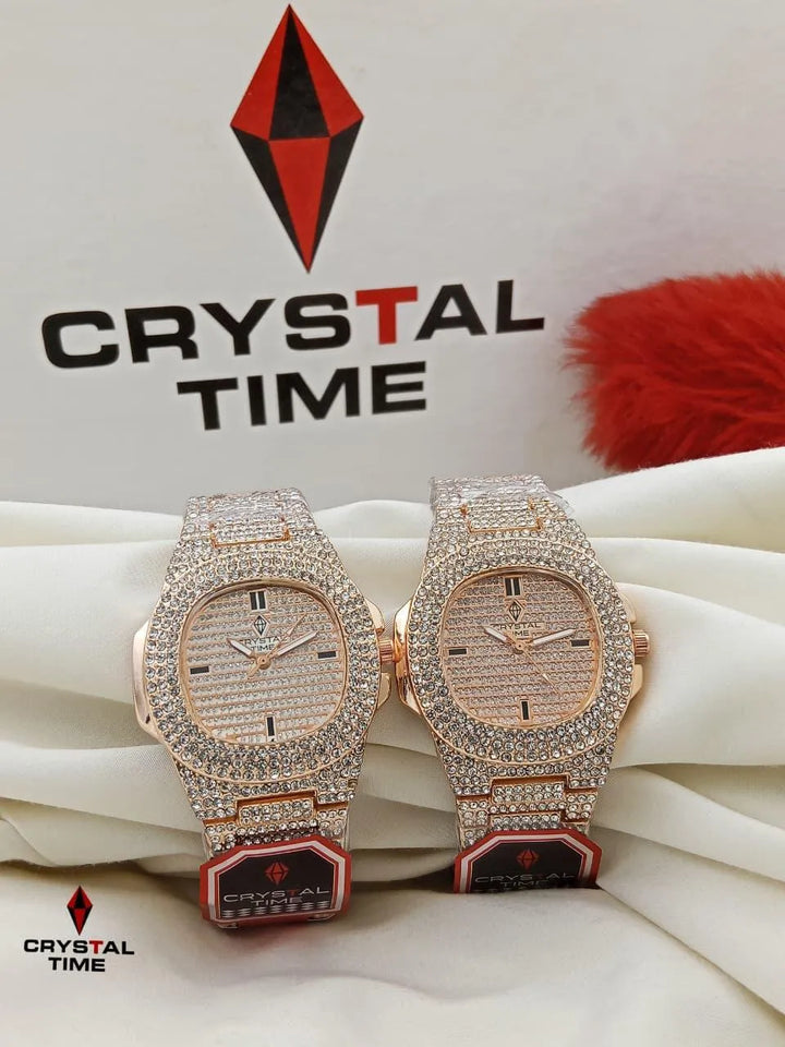 1 Pcs Stainless Steel Diamond Stone Watch (100% Original With Butterfly Lock)