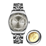 Men's Gold Silver Watch with Calendar & Waterproof Design