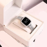 *Product Name*: Women Crystal Watch Square Dial Touch Screen Rhinestone Band