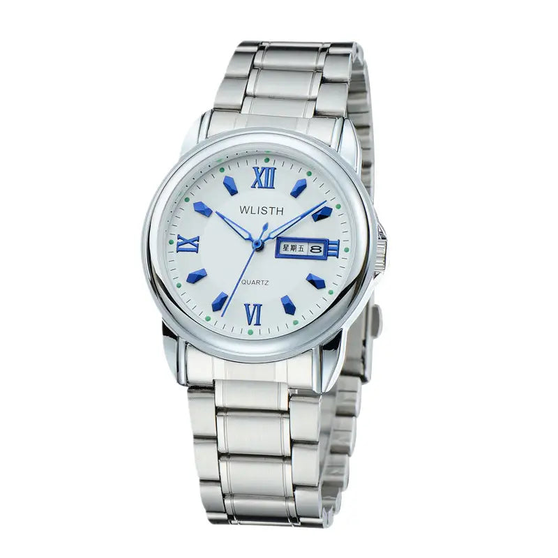 Men's Luxurious Gold Steel Watch with Luminous Dial