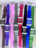 Women's Red Silicone Diamond Watch with Gold Case