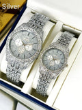 Golden Couple Watches with Diamond Stones for Couples