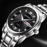Men's Luxurious Gold Steel Watch with Luminous Dial