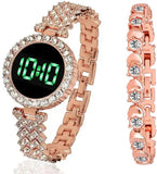 Digital Watch for Girls RoseGold Stainless Steel Strap