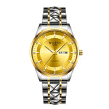 Men's Gold Silver Watch with Calendar & Waterproof Design