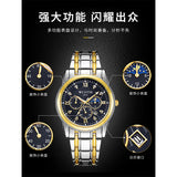 Men's Luxurious Gold Steel Watch with Luminous Dial