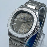 Men's Stainless Steel Quartz Watch with Date Display