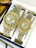 Golden Couple Watches with Diamond Stones for Couples