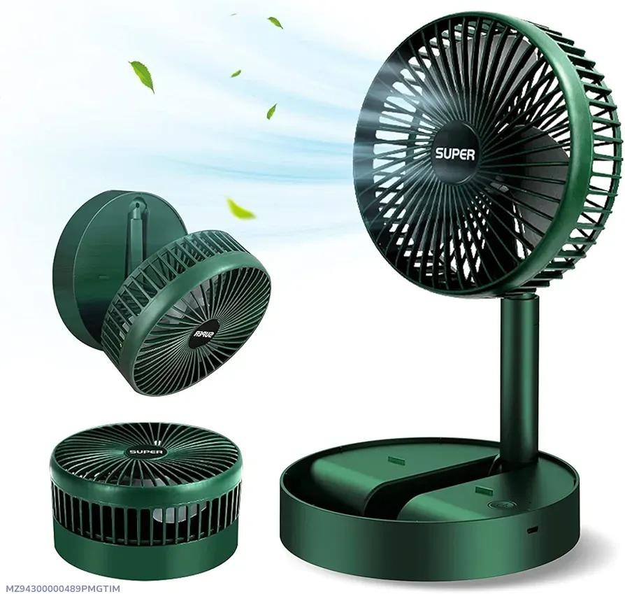 Rechargeable Green Desk Fan with Base & Foldable Design