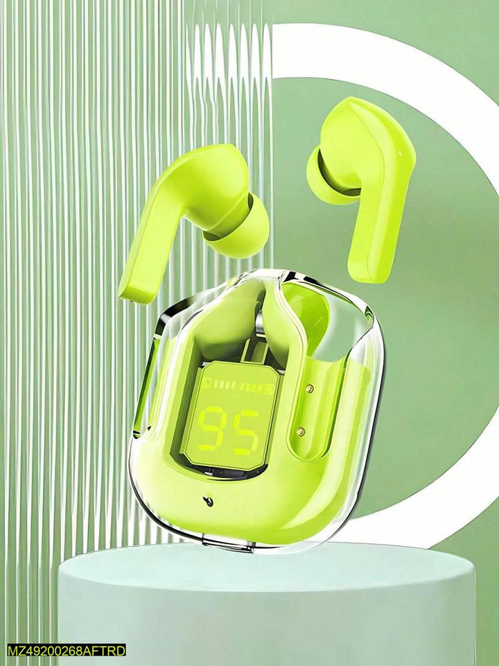 Green Wireless Earbuds with Transparent Mode & Bluetooth 5.0