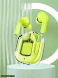 Green Wireless Earbuds with Transparent Mode & Bluetooth 5.0