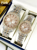 Golden Couple Watches with Diamond Stones for Couples