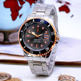 Men's Stainless Steel Date Watch with Rose Gold Dial
