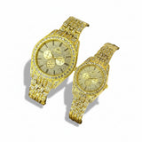 Golden Couple Watches with Diamond Stones for Couples