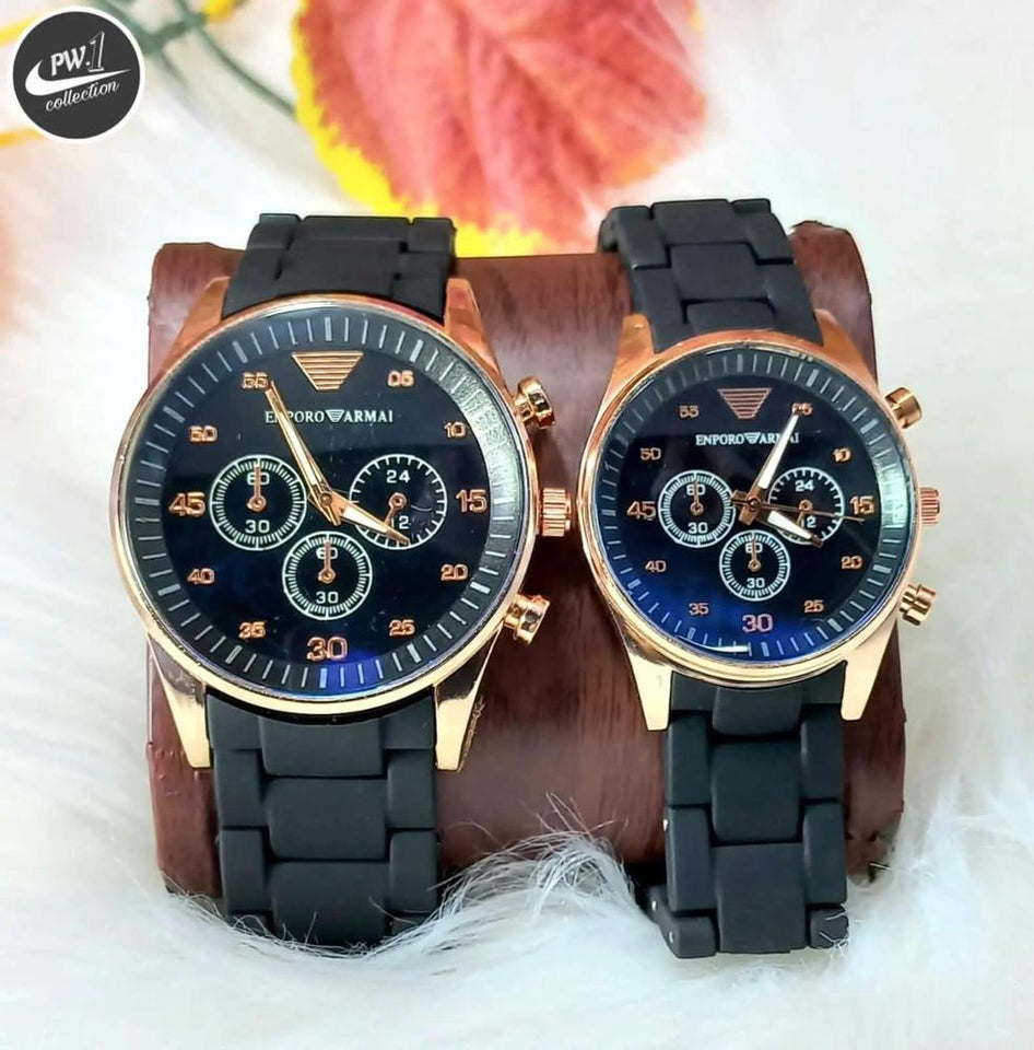 Couple Rubber Watch - Black