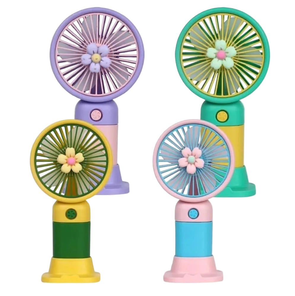 Mini Handheld Fan Green Yellow USB Rechargeable 1.5W