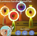 Mini Fan Rechargeable with LED Light Portable USB Handheld Fan
