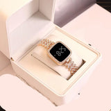 *Product Name*: Women Crystal Watch Square Dial Touch Screen Rhinestone Band