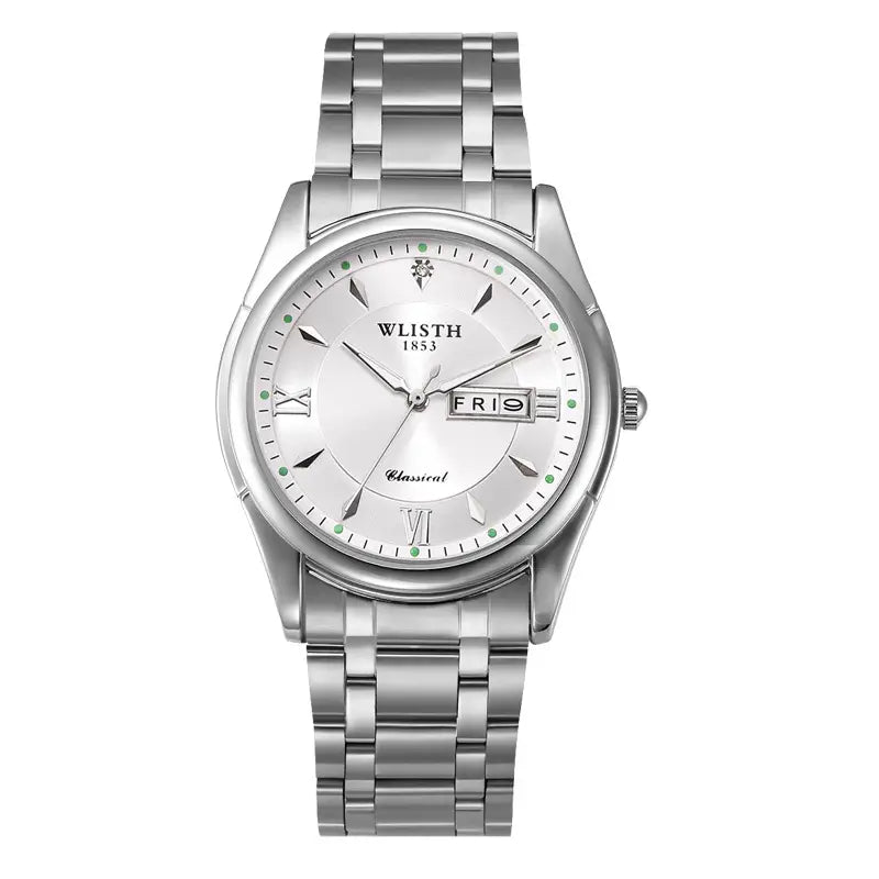 Men's Luxurious Gold Steel Watch with Luminous Dial
