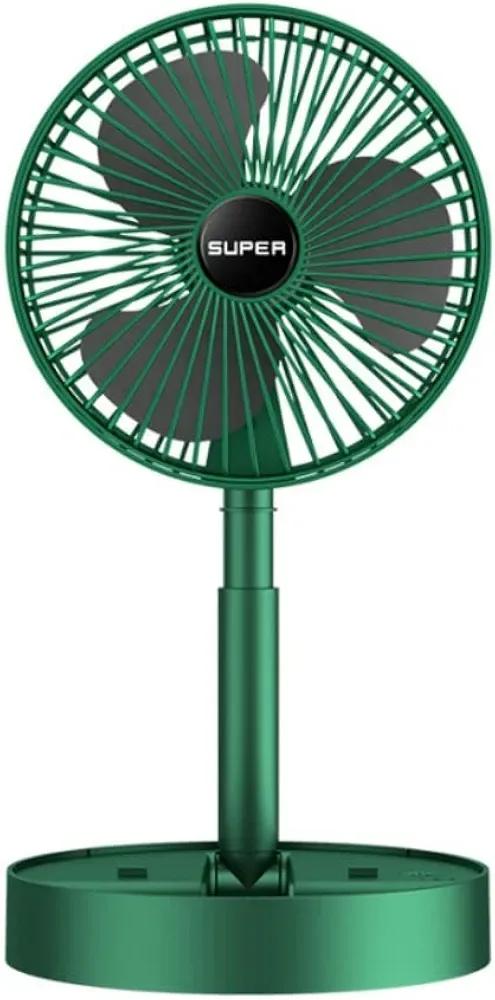 Rechargeable Green Desk Fan with Base & Foldable Design