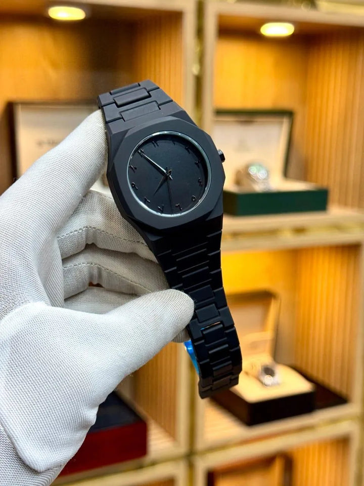 Men's White Carbon Fiber Quartz Watch with Chain Strap