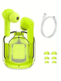 Green Wireless Earbuds with Transparent Mode & Bluetooth 5.0