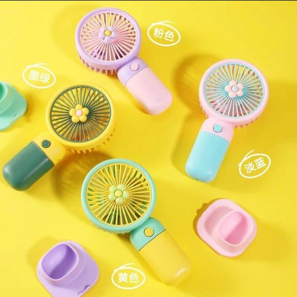 Mini Handheld Fan Green Yellow USB Rechargeable 1.5W