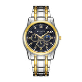 Men's Luxurious Gold Steel Watch with Luminous Dial