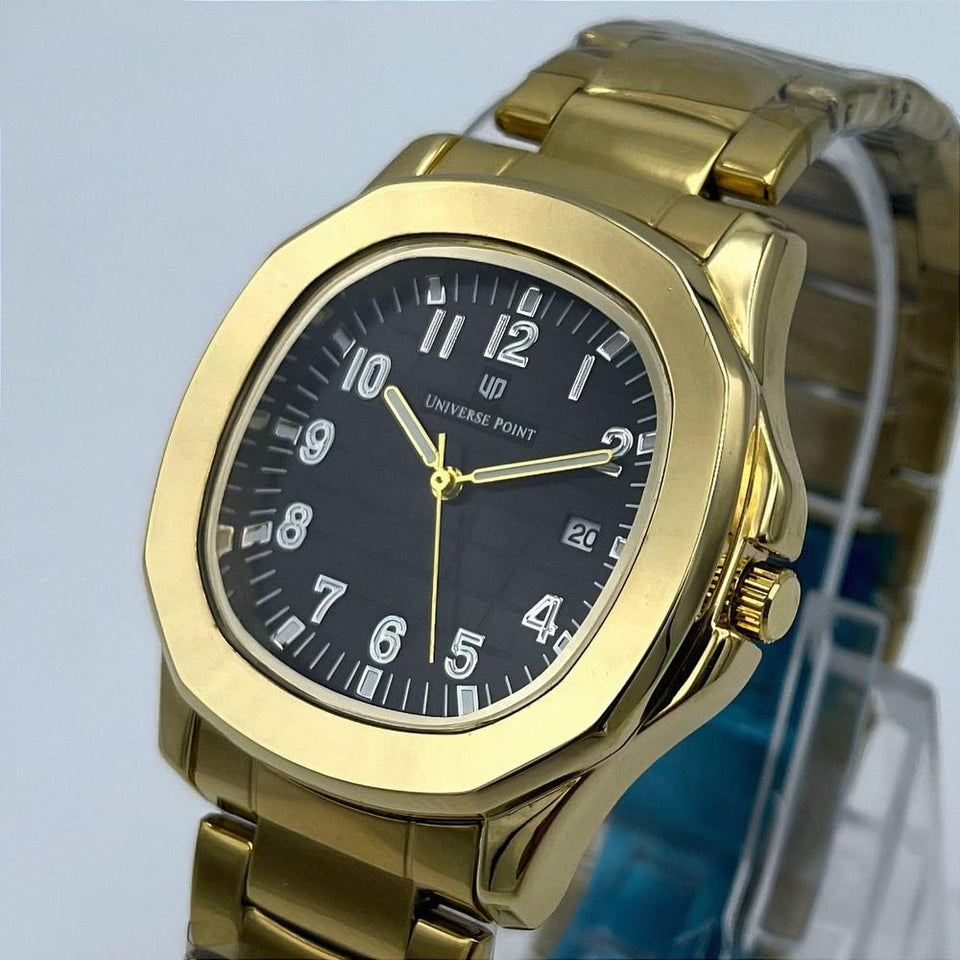 Gold Men's Quartz Watch with Stainless Steel Bracelet