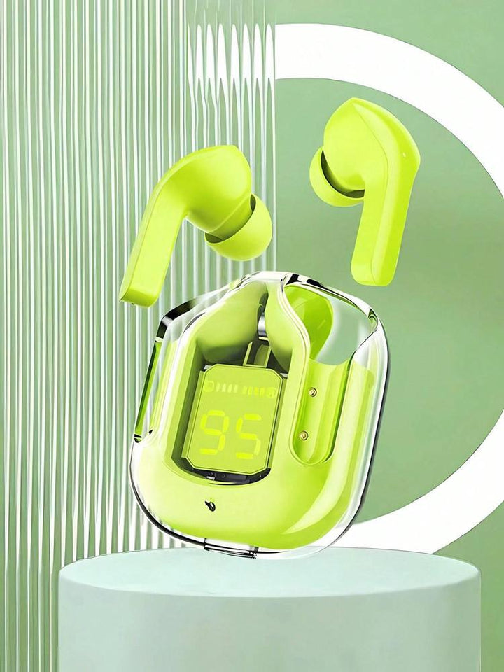 Green Wireless Earbuds with Transparent Mode & Bluetooth 5.0
