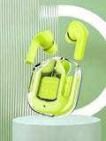 Green Wireless Earbuds with Transparent Mode & Bluetooth 5.0