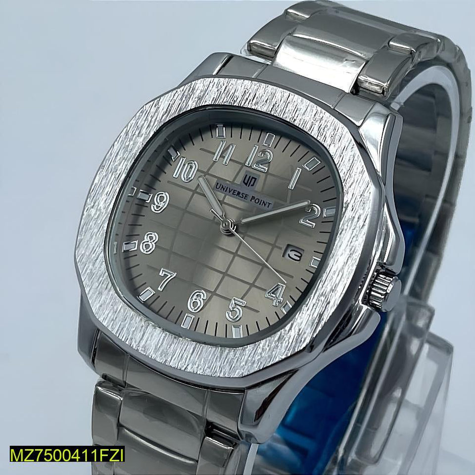 Men's Stainless Steel Quartz Watch with Date Display